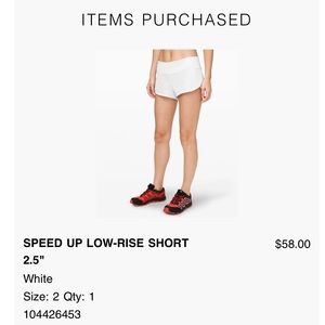 Lululemon Speed Up Low Rise 2.5” shorts Sz 2